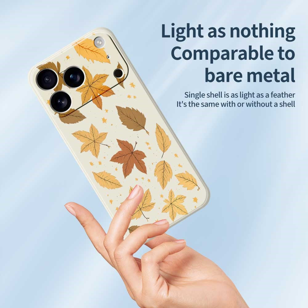 For iPhone 18 Pro Max / 17 Pro Max Case Maple Leaves Pattern Printing Straight Edge TPU Phone Back Cover
