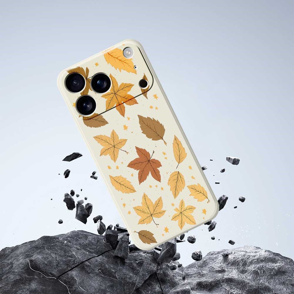 For iPhone 18 Pro Max / 17 Pro Max Case Maple Leaves Pattern Printing Straight Edge TPU Phone Back Cover