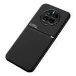 Back Cover for Huawei Mate 50 4G, Well-protected Lines Imprinted PU Leather+TPU Hybrid Shell with Built-in Metal Sheet