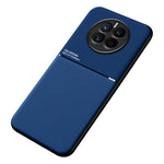 Back Cover for Huawei Mate 50 4G, Well-protected Lines Imprinted PU Leather+TPU Hybrid Shell with Built-in Metal Sheet