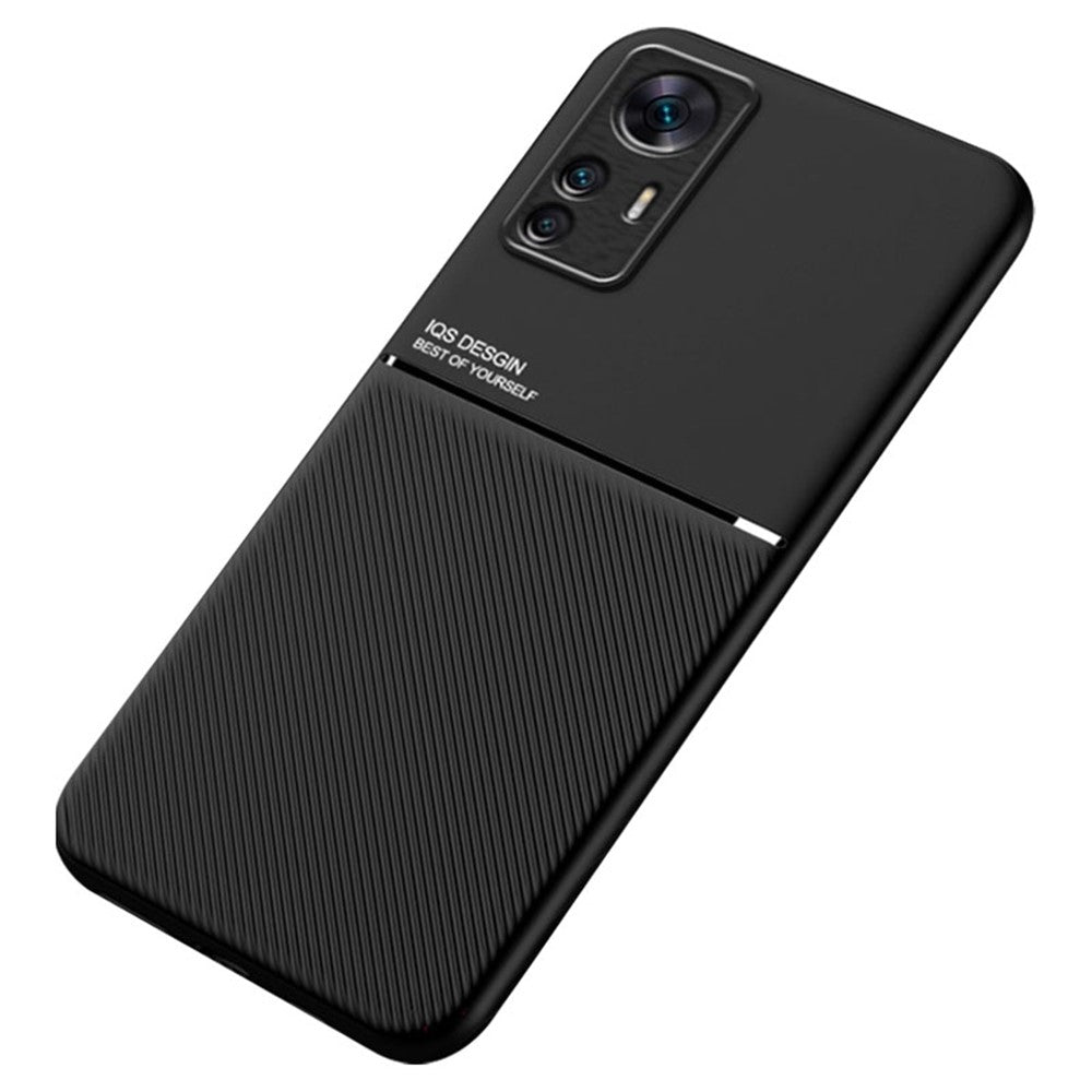 Mobilmobilskydd för Xiaomi 12T 5G / Redmi K50 Ultra 5G, linjerpräglat PU-läder + TPU hybridskal med inbyggd metallplåt