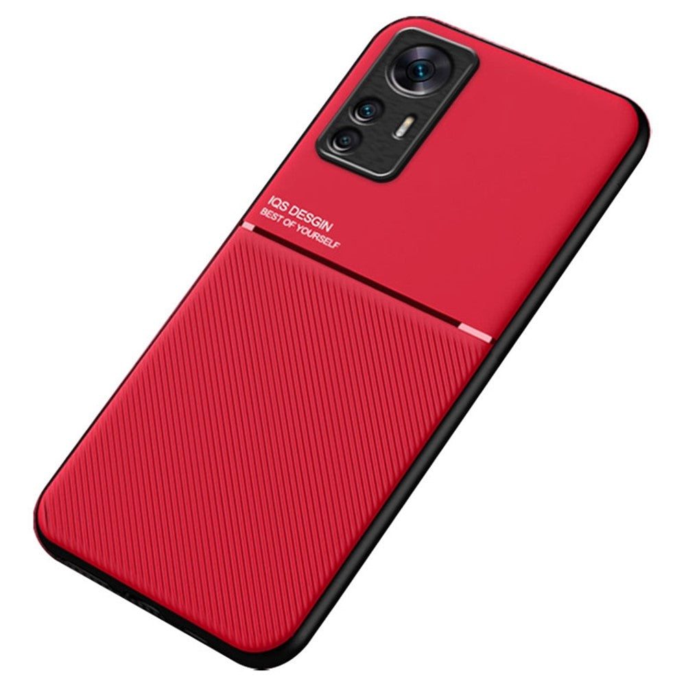 Mobilmobilskydd för Xiaomi 12T 5G / Redmi K50 Ultra 5G, linjerpräglat PU-läder + TPU hybridskal med inbyggd metallplåt