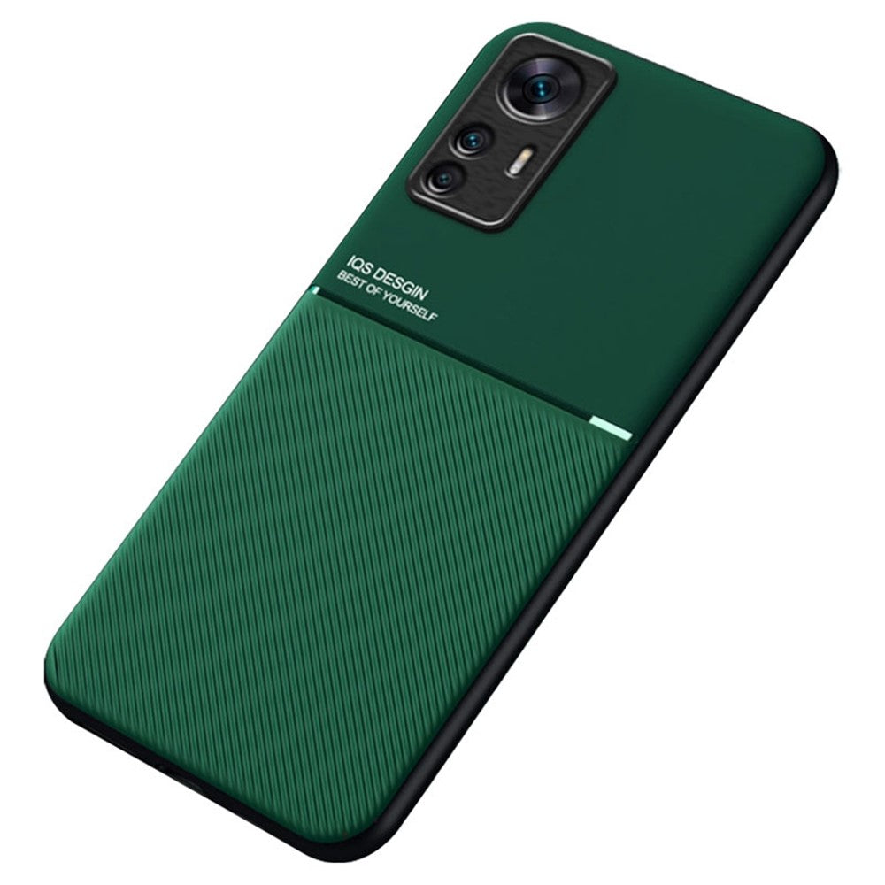 Mobilmobilskydd för Xiaomi 12T 5G / Redmi K50 Ultra 5G, linjerpräglat PU-läder + TPU hybridskal med inbyggd metallplåt
