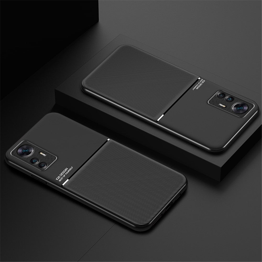 Mobilmobilskydd för Xiaomi 12T 5G / Redmi K50 Ultra 5G, linjerpräglat PU-läder + TPU hybridskal med inbyggd metallplåt