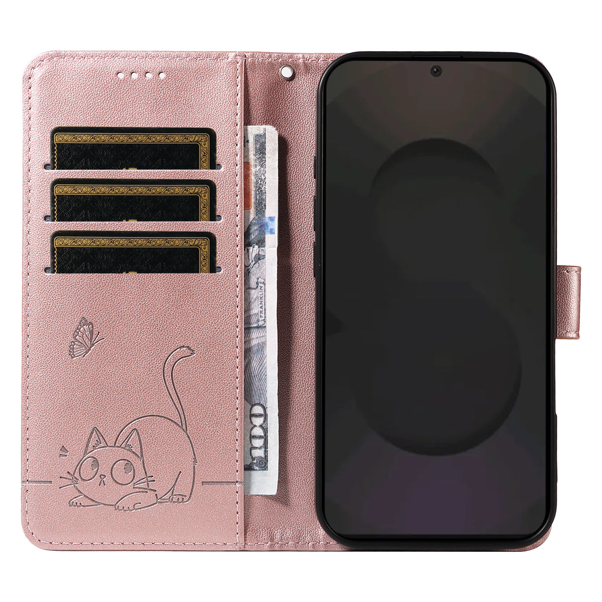 For Samsung Galaxy S25 FE Case Cat Pattern Imprint Leather Phone Cover with Wrist Strap