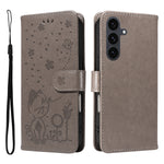 For Samsung Galaxy S25 FE Leather Wallet Case Cat Bee Pattern Phone Cover Stand