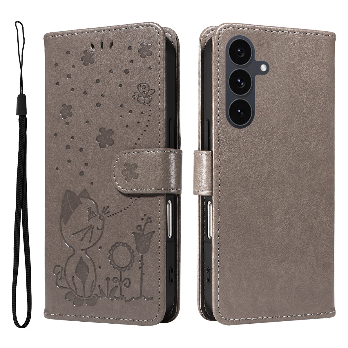 For Samsung Galaxy S25 FE Leather Wallet Case Cat Bee Pattern Phone Cover Stand