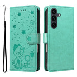 For Samsung Galaxy S25 FE Leather Wallet Case Cat Bee Pattern Phone Cover Stand