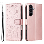 For Samsung Galaxy S25 FE Leather Wallet Case Cat Bee Pattern Phone Cover Stand