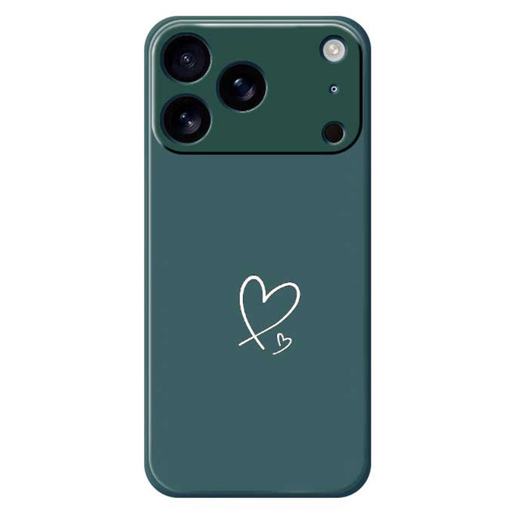 För iPhone 18 Pro / 17 Pro skal vit kärleksmönster tryck raka kanter TPU telefonfodral baksida