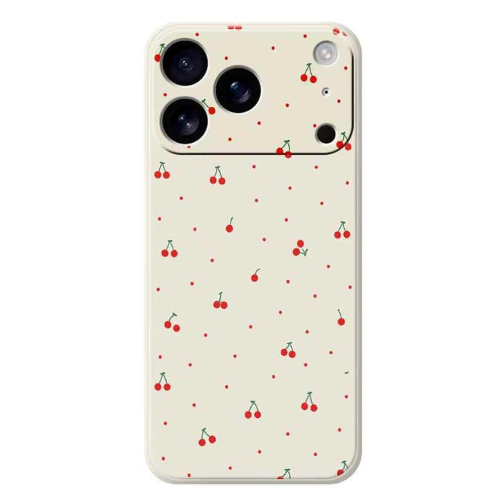 For iPhone 18 Pro / 17 Pro Case Red Cherry Pattern Printing Straight Edge TPU Phone Back Cover
