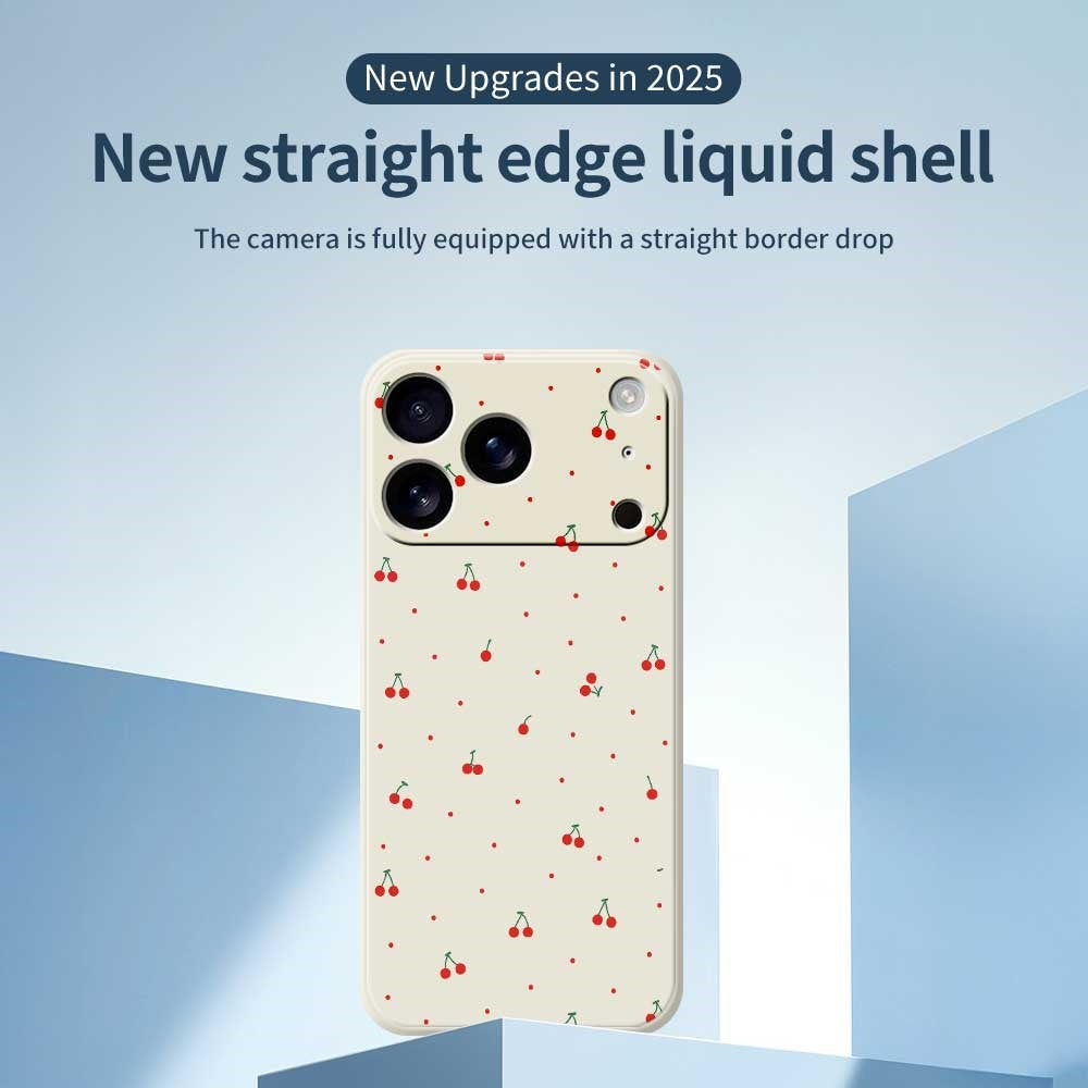 For iPhone 18 Pro / 17 Pro Case Red Cherry Pattern Printing Straight Edge TPU Phone Back Cover
