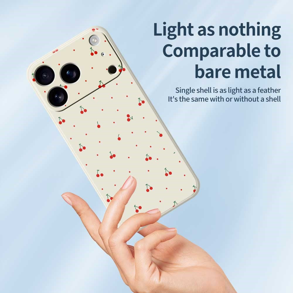 For iPhone 18 Pro / 17 Pro Case Red Cherry Pattern Printing Straight Edge TPU Phone Back Cover