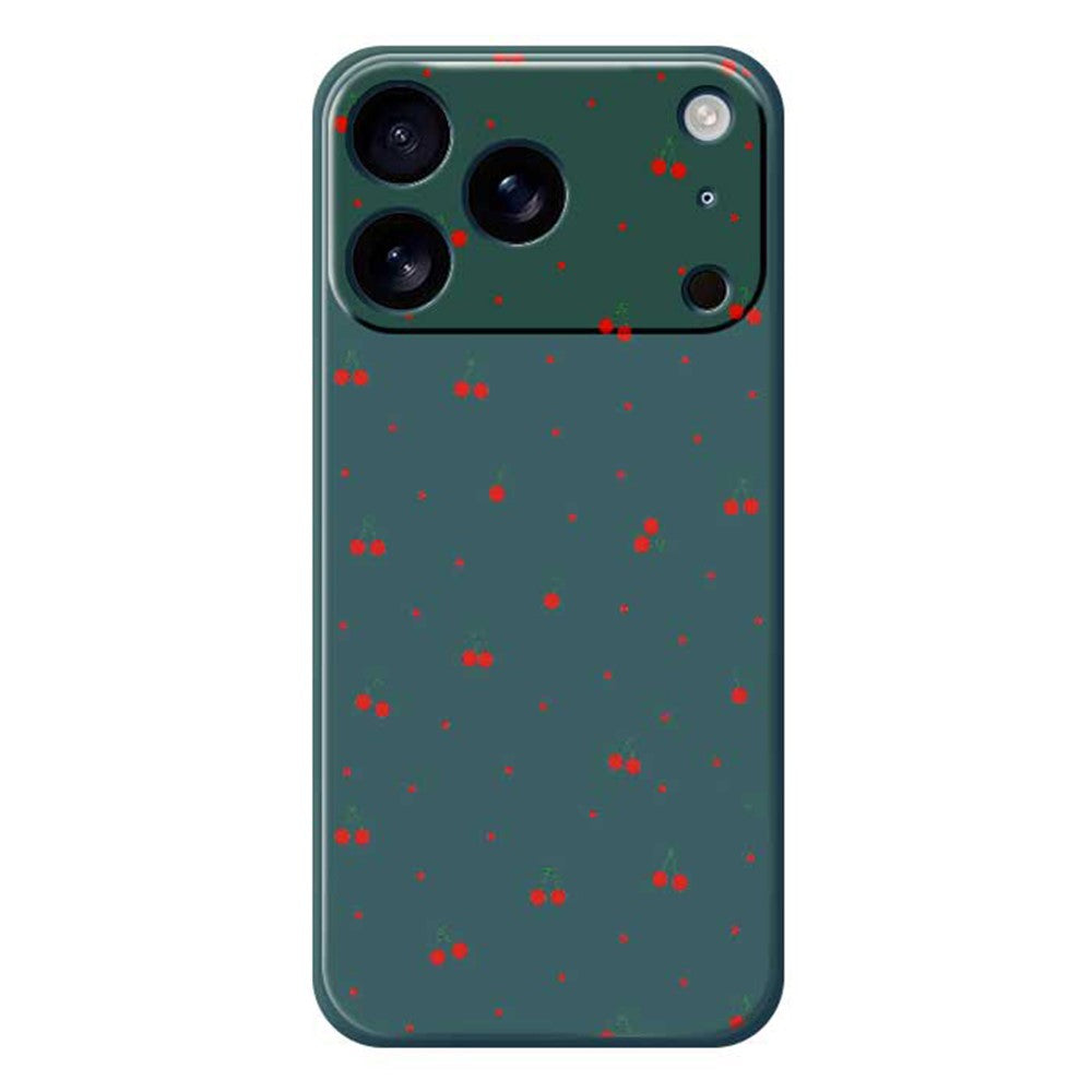 For iPhone 18 Pro / 17 Pro Case Red Cherry Pattern Printing Straight Edge TPU Phone Back Cover