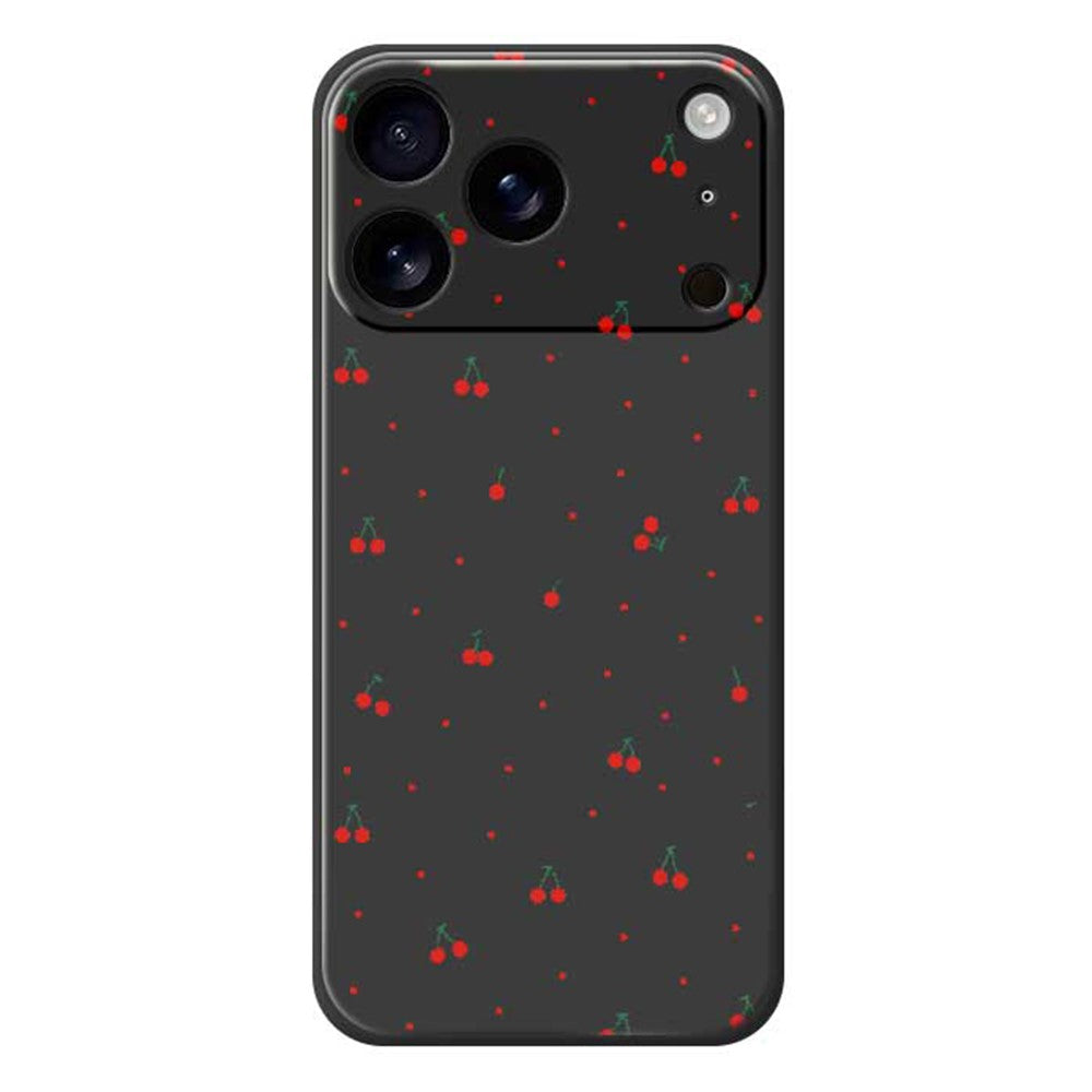 For iPhone 18 Pro / 17 Pro Case Red Cherry Pattern Printing Straight Edge TPU Phone Back Cover