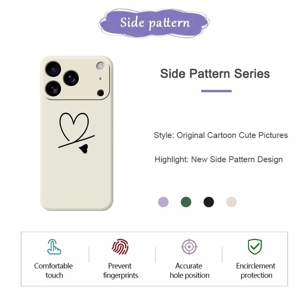 For iPhone 18 Pro / 17 Pro Case Black Love Pattern Printing Straight Edge TPU Phone Back Cover