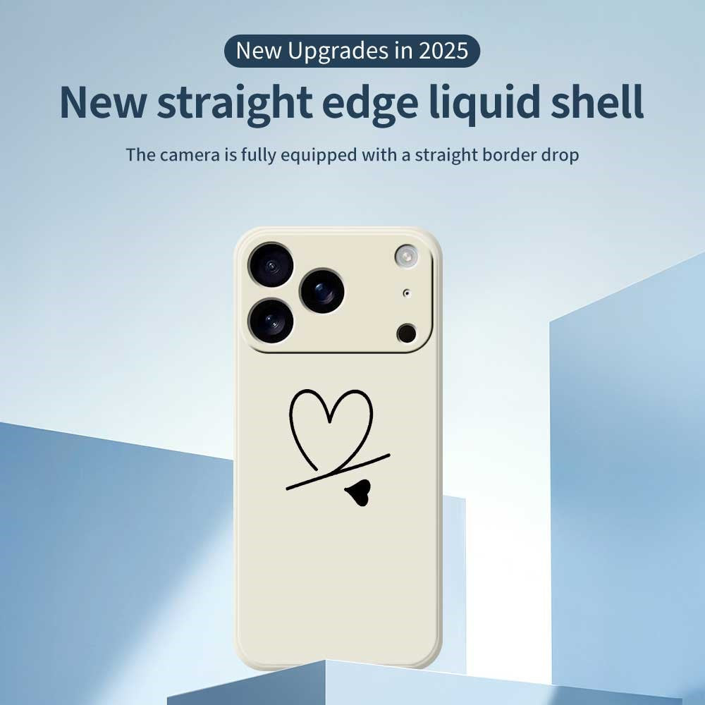 For iPhone 18 Pro / 17 Pro Case Black Love Pattern Printing Straight Edge TPU Phone Back Cover