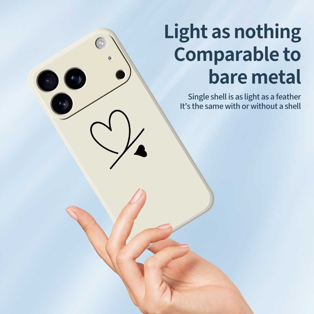 For iPhone 18 Pro / 17 Pro Case Black Love Pattern Printing Straight Edge TPU Phone Back Cover