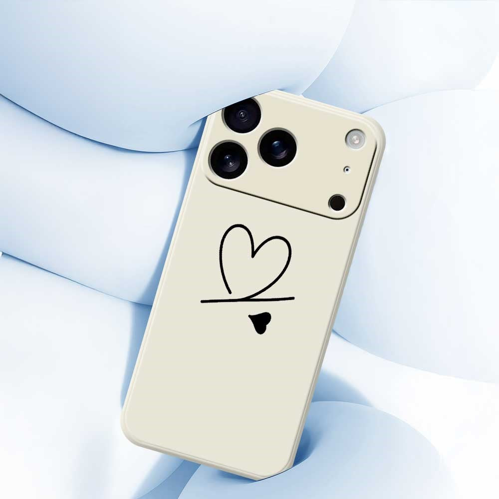 For iPhone 18 Pro / 17 Pro Case Black Love Pattern Printing Straight Edge TPU Phone Back Cover