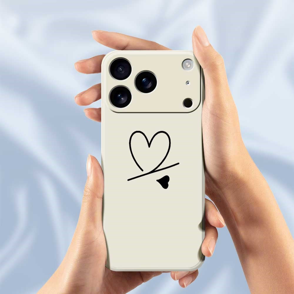 For iPhone 18 Pro / 17 Pro Case Black Love Pattern Printing Straight Edge TPU Phone Back Cover