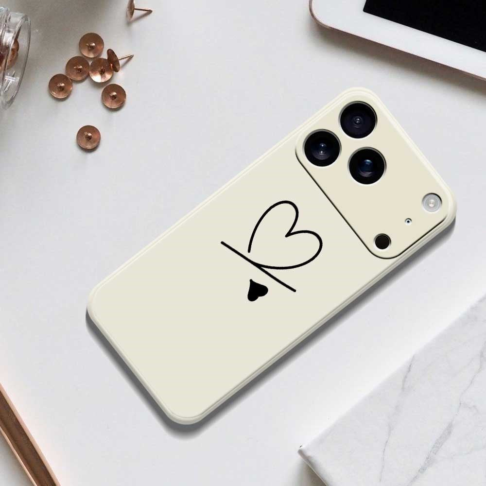 For iPhone 18 Pro / 17 Pro Case Black Love Pattern Printing Straight Edge TPU Phone Back Cover