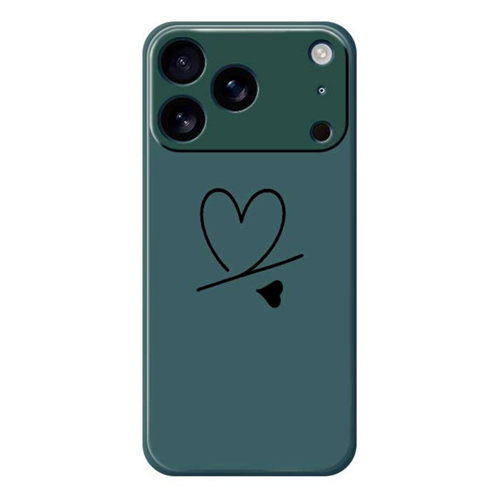For iPhone 18 Pro / 17 Pro Case Black Love Pattern Printing Straight Edge TPU Phone Back Cover