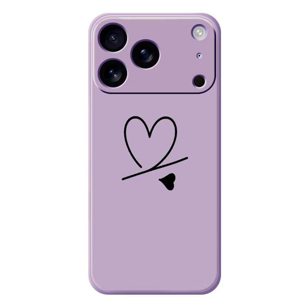For iPhone 18 Pro / 17 Pro Case Black Love Pattern Printing Straight Edge TPU Phone Back Cover
