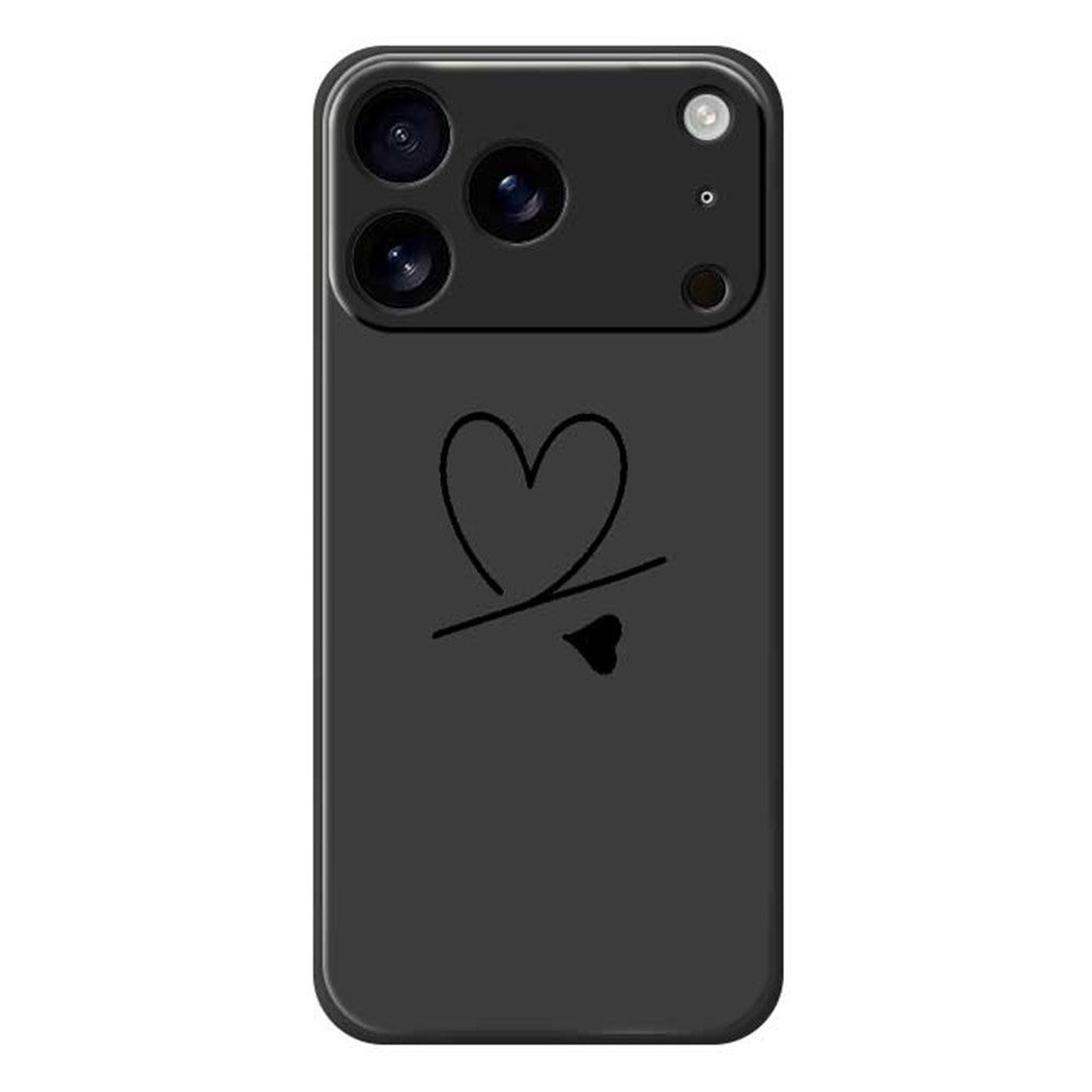 For iPhone 18 Pro / 17 Pro Case Black Love Pattern Printing Straight Edge TPU Phone Back Cover