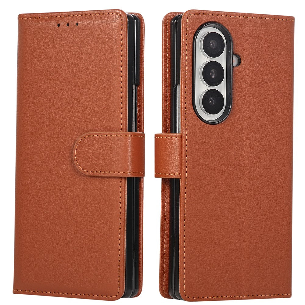 For Samsung Galaxy Z Fold7 5G Case Wallet Stand PU Leather Phone Cover with Wrist Strap