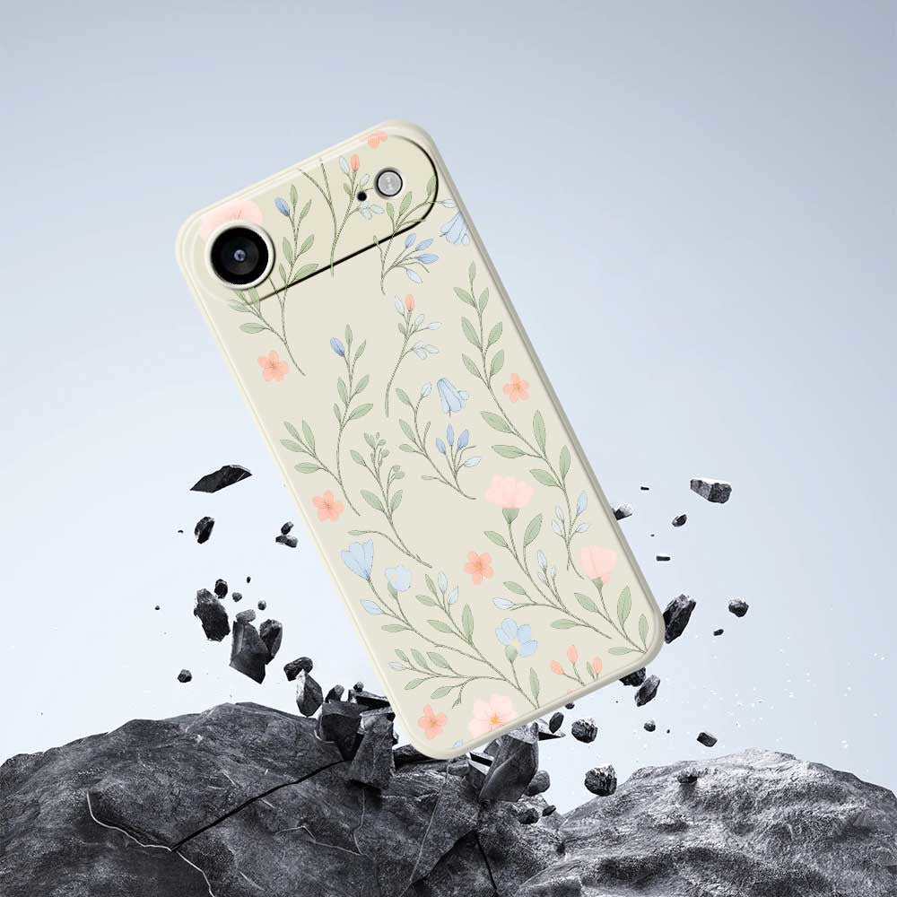 Till iPhone Air Skal Rosa Blommigt Mönster Rak Kant TPU Mobilskal Baksida