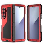 For Samsung Galaxy Z Fold7 5G Case Aluminium Alloy + Silicone Kickstand Cover with PET Screen Film