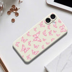 For iPhone 17 Case Pink Butterflies Pattern Printing Straight Edge TPU Phone Back Cover