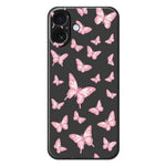 For iPhone 17 Case Pink Butterflies Pattern Printing Straight Edge TPU Phone Back Cover