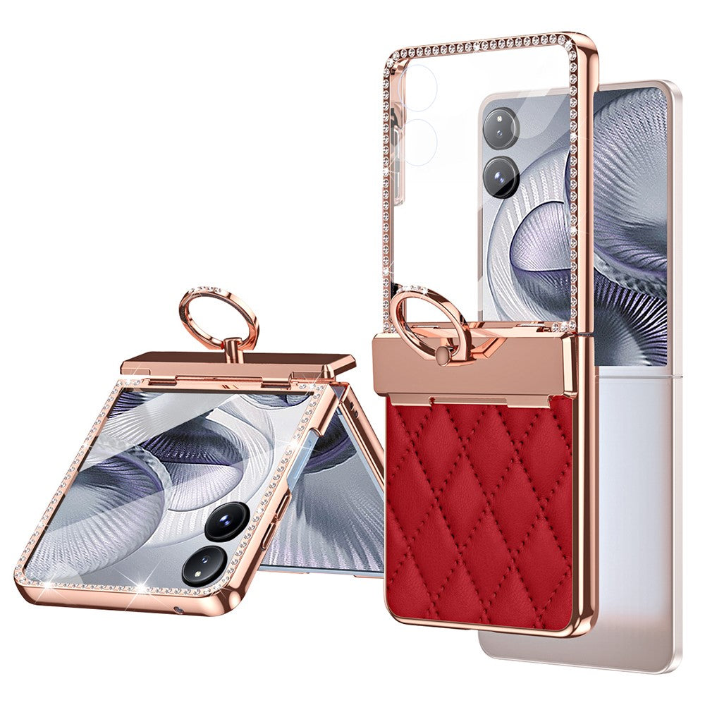 Xiaomi Mix Flip 2 Skal Ringhållare Strass Läder + PC Skal med Bakre Skärmfilm