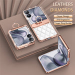 For Xiaomi Mix Flip 2 Case Ring Holder Rhinestone Leather + PC Cover with Rear Screen Film