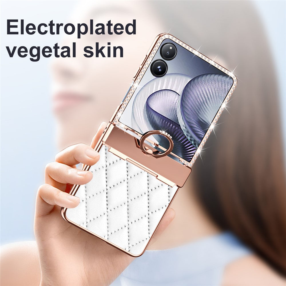 For Xiaomi Mix Flip 2 Case Ring Holder Rhinestone Leather + PC Cover with Rear Screen Film
