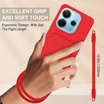 For Xiaomi Redmi Note 14 4G (163.25mm) Liquid Silicone Case Phone Back Cover with Card Holder and Short Strap
