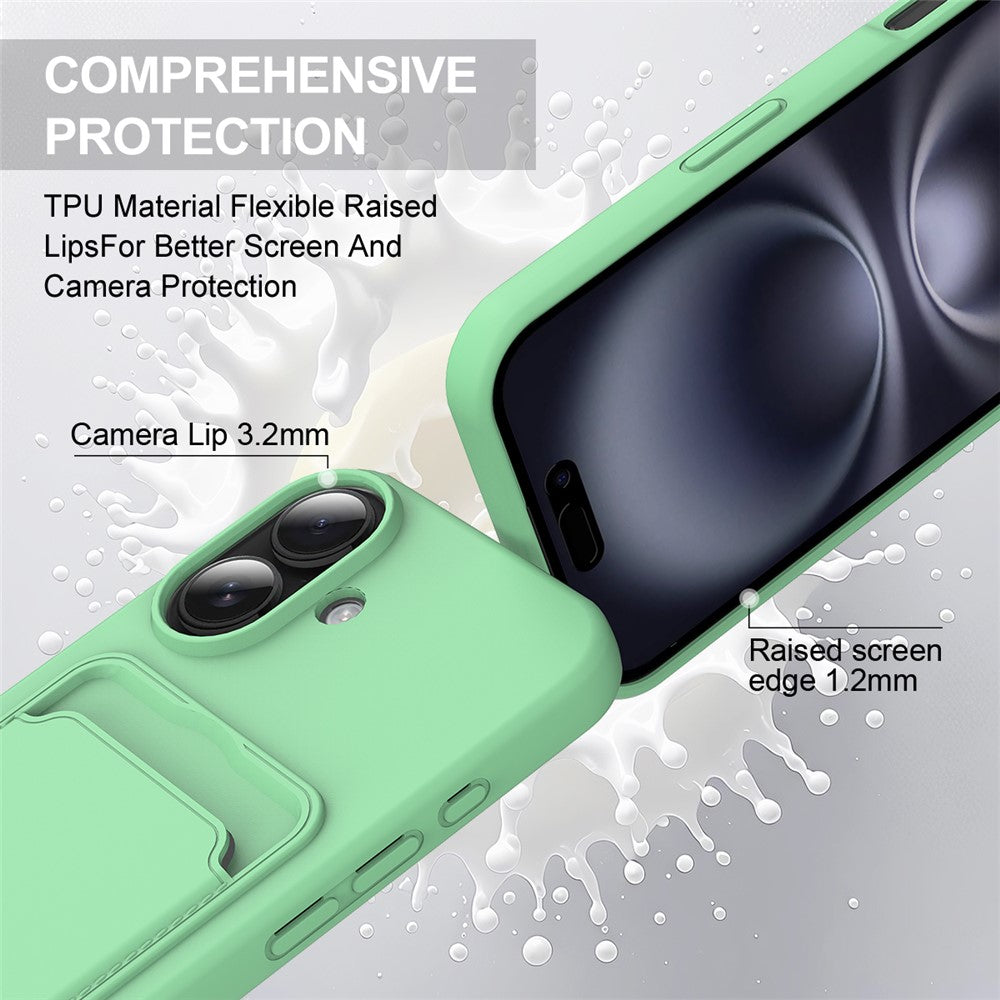 iPhone 16 Plus Silikonskal med Korthållare & Rem - Grön