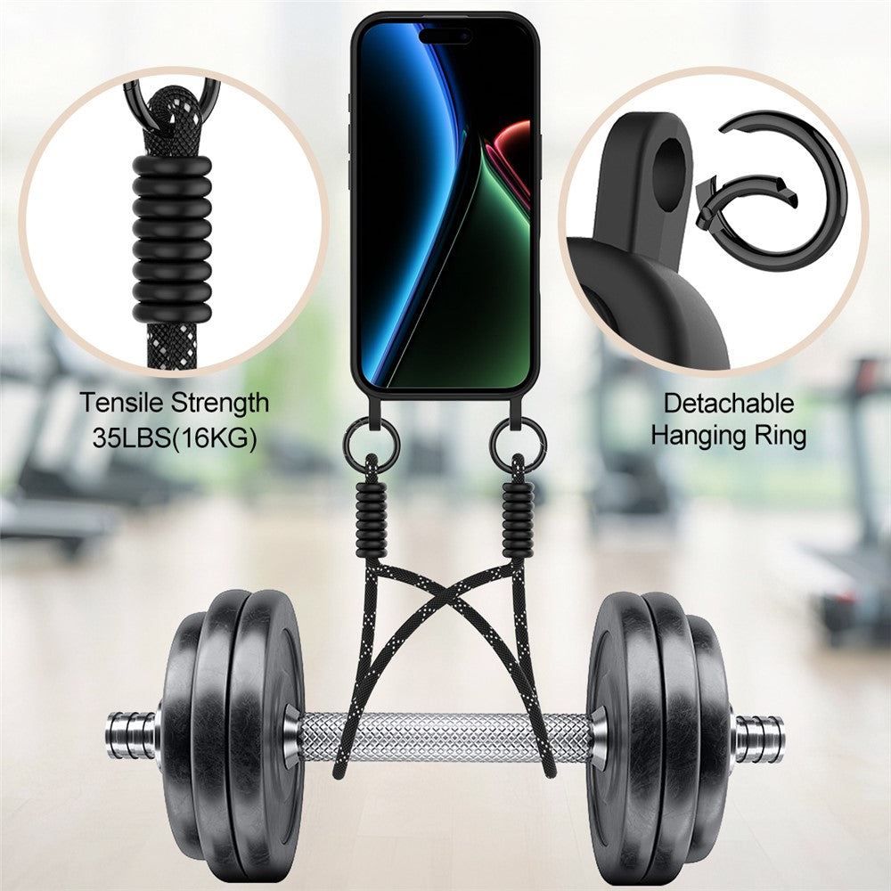 iPhone 17 Silikonskal med Korthållare & Rem - Svart