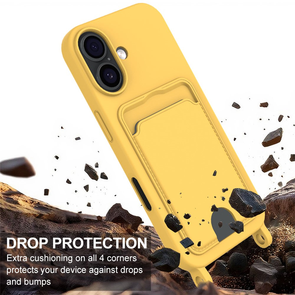 iPhone 17 Silikonskal med Korthållare & Rem - Gul