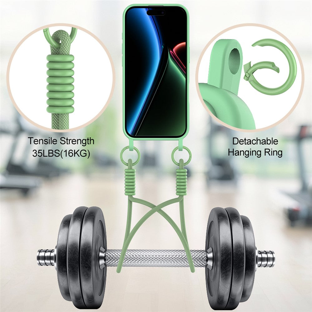 iPhone 17 Silikonskal med Korthållare & Rem - Grön