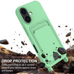 iPhone 17 Silikonskal med Korthållare & Rem - Grön
