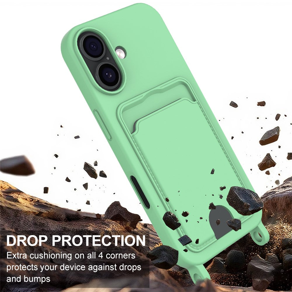 iPhone 17 Silikonskal med Korthållare & Rem - Grön