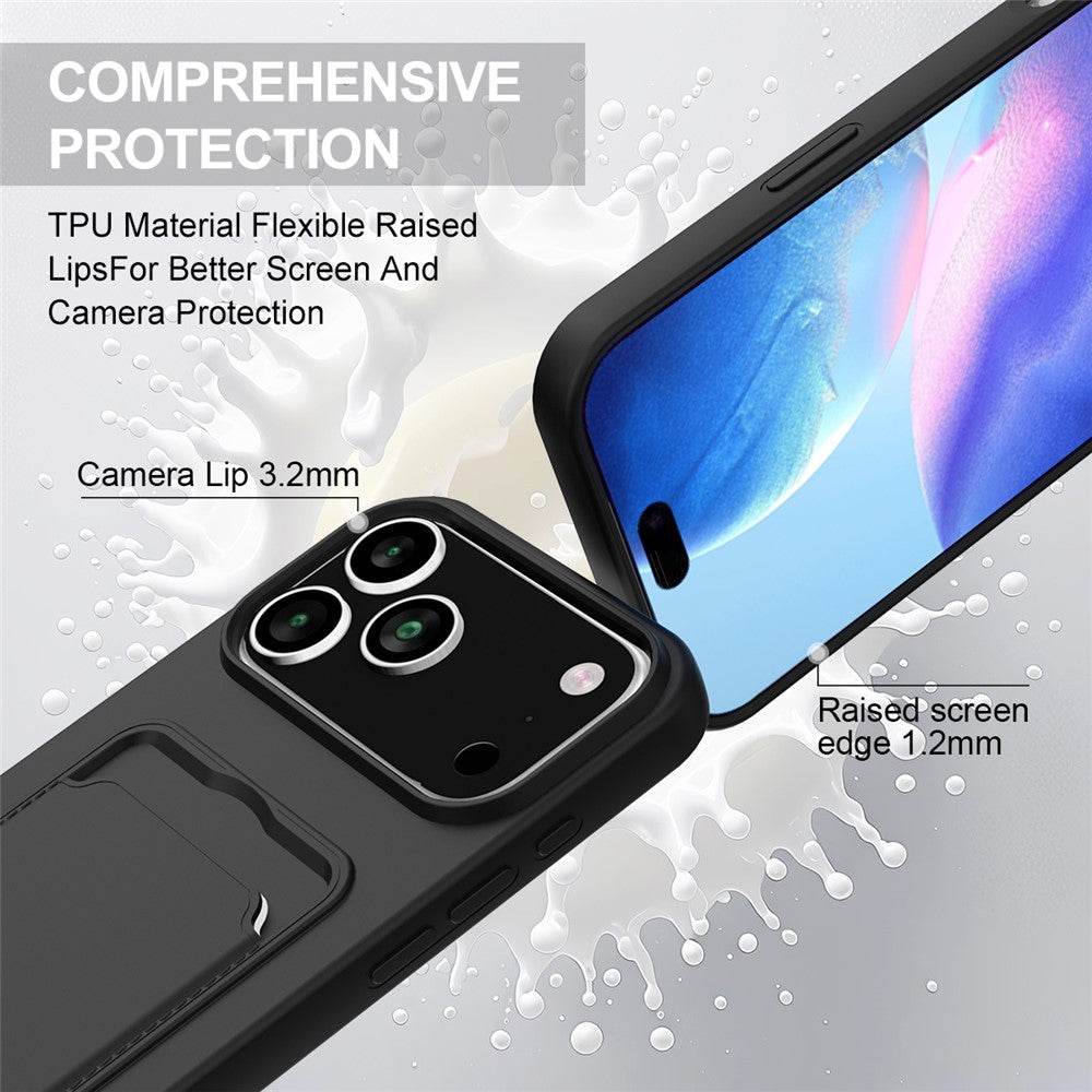 iPhone 17 Pro Silikonskal med Korthållare & Rem - Svart
