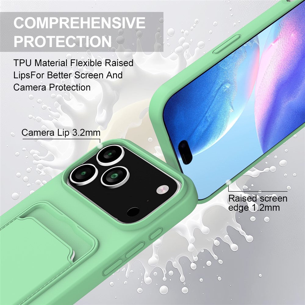 iPhone 17 Pro Silikonskal med Korthållare & Rem - Grön