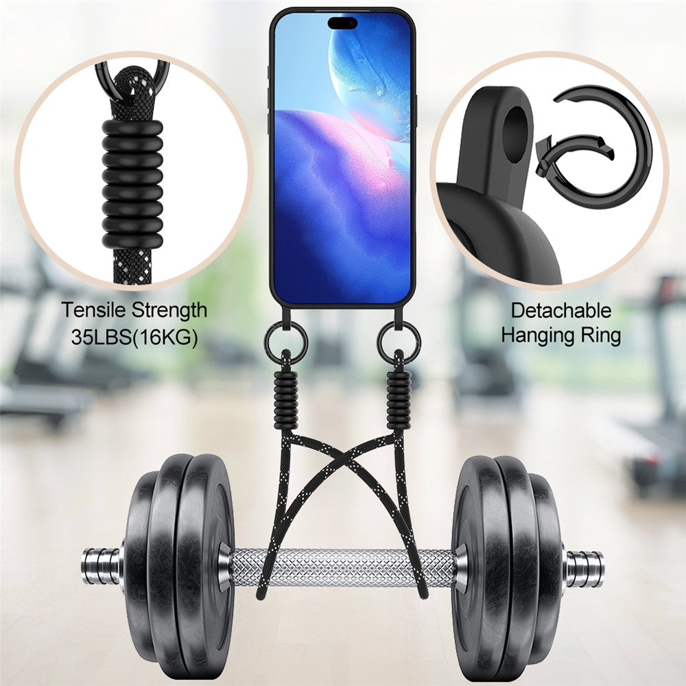 iPhone 17 Pro Max Silikonskal med Korthållare & Handledsrem - Svart