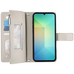 Samsung Galaxy A08 5G / A08 4G / A07 5G / A07 4G / A07s 4G-skal, dragkedja, plånbok, färgskarvning, läder, flip-fodral med remmar