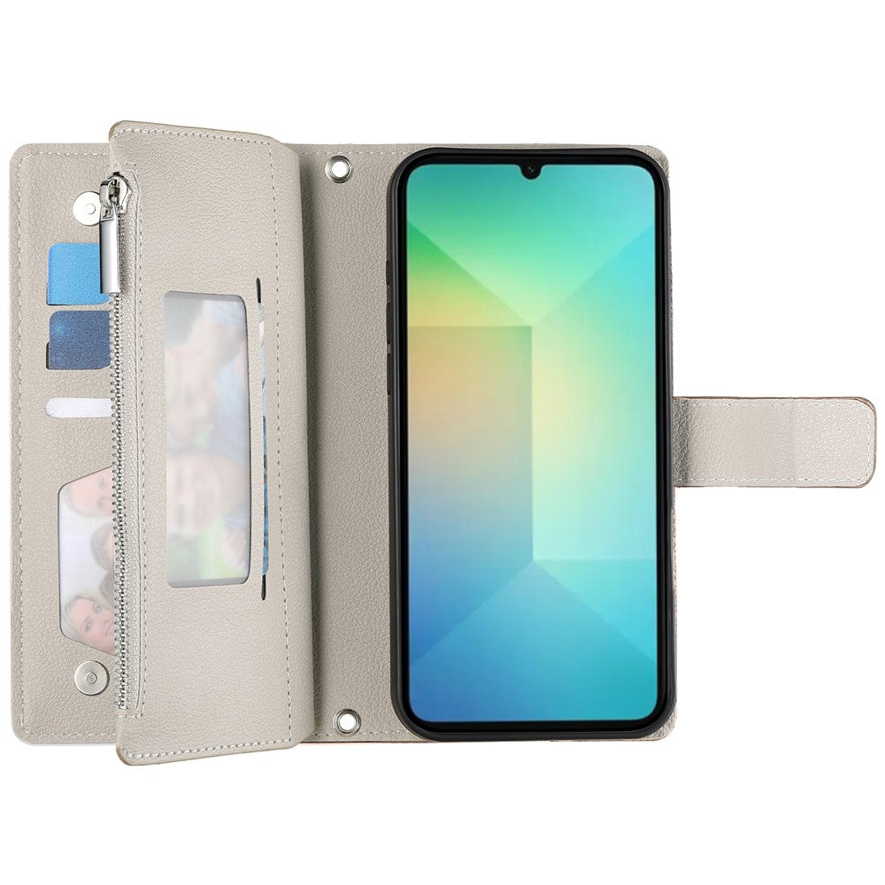Samsung Galaxy A08 5G / A08 4G / A07 5G / A07 4G / A07s 4G-skal, dragkedja, plånbok, färgskarvning, läder, flip-fodral med remmar