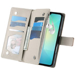 Samsung Galaxy A08 5G / A08 4G / A07 5G / A07 4G / A07s 4G-skal, dragkedja, plånbok, färgskarvning, läder, flip-fodral med remmar