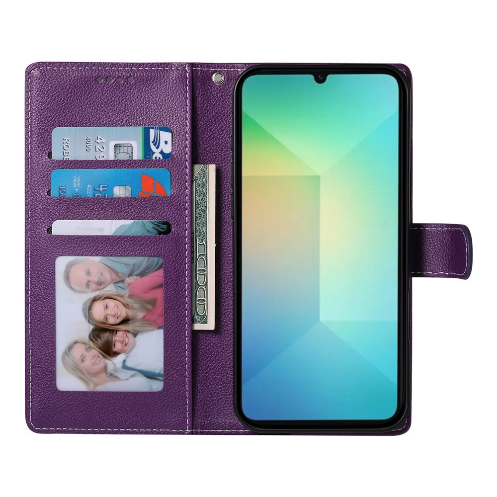 For Samsung Galaxy A08 5G / A08 4G / A07 5G / A07 4G Case Magnetic Snap Litchi Texture Leather Wallet Phone Cover with Wrist Strap
